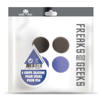 Pack de 4 grips en silicone Freaks And Geeks Bleu et Noir pour Sticks PS4