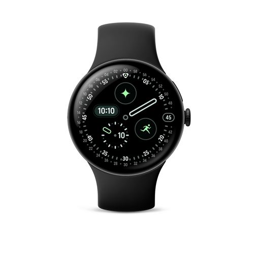 Montre Connectée Google Pixel Watch 4 45 Mm 4G Noir Mat Avec Bracelet Sport Fluoroélastomère Noir Volcanique