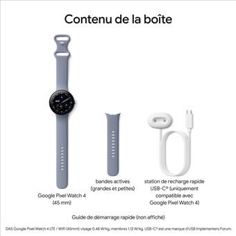Montre connectée Google Pixel Watch 4 45 mm 4G Noir Mat avec