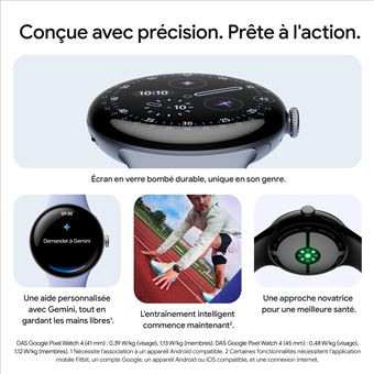 Montre connectée Google Pixel Watch 4 45 mm 4G Noir Mat avec