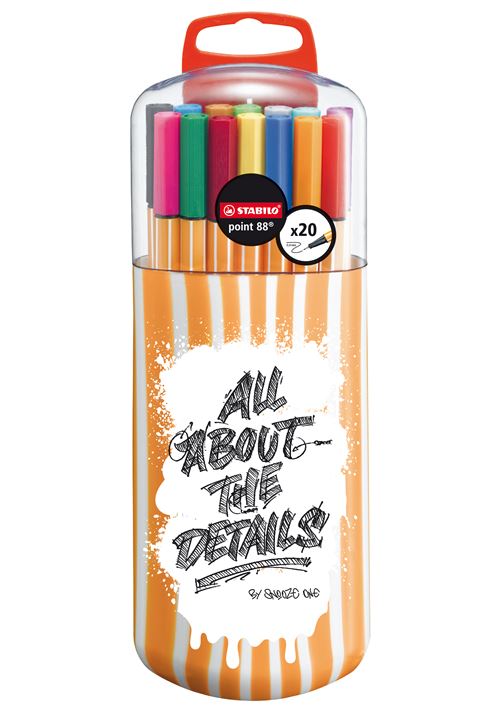 STABILO Stylo feutre pointe fine point 88 Étui Zebrui de 20 stylos feutres Edition Limitée by Snooze One
