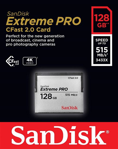 Carte mémoire SanDisk Extreme Pro CFast 2.0 128 Go