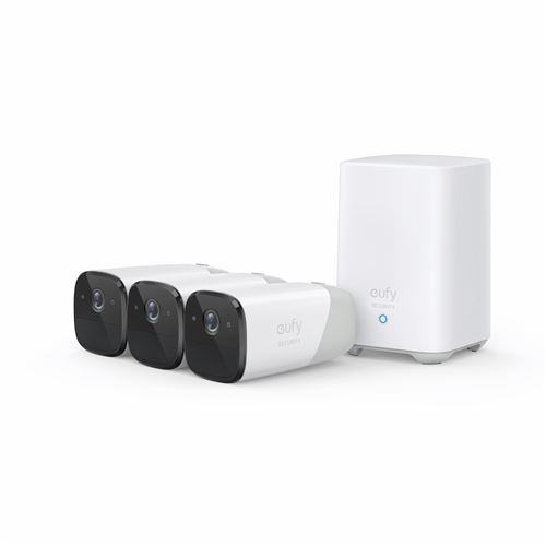Pack de caméras de surveillance connectées Eufy Cam2 intérieure-extérieure Blanc et Noir