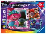 Puzzles 3 x 49 pièces Ravensburger Tournée mondiale Trolls 2