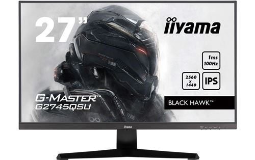 Iiyama Noir, Mat G-Master Black Hawk G2745qsu-B2 - Écran Led - Jeux - 27" - 2560 X 1440 Wqhd @ 100 Hz - Ips - 300 Cd/M² - 1300:1 - 1 Ms - Hdmi, Displayport - Haut-Parleurs