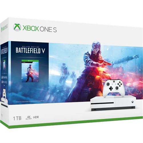 Microsoft Xbox One S - Console de jeux - 4K - HDR - 1 To HDD - blanc - Battlefield V Deluxe Edition