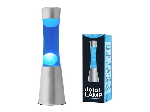 Lampe à poser Itotal Lave Base Argent Liquide Bleu Cire Blanche 25 W 30 cm