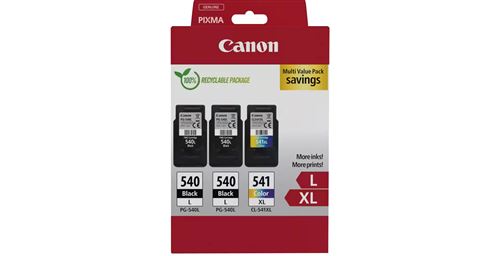 Pack de 3 Cartouches d encre Canon Pixma PG540L et CL541XL Noir Jaune Cyan et Magenta