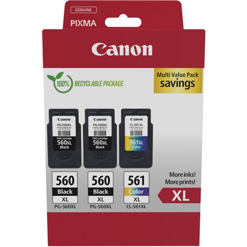 Pack de 3 Cartouches d'encre Canon Pixma PG540L et CL541XL Jaune Cyan et - vue 2