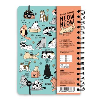 Agenda scolaire Grupo Erik Editores 2022 2023 Semainier 12 mois Meow Meow