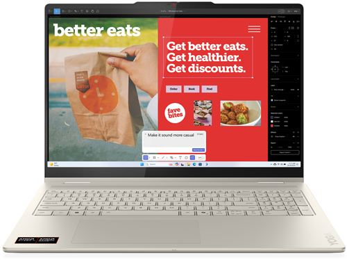 PC 2 en 1 Lenovo Yoga 7 16AKP10 16'' OLED 2.8k  120 Hz écran tactile AMD Ryzen™ 7 AI 16 Go RAM 512 Go SSD Gris sable