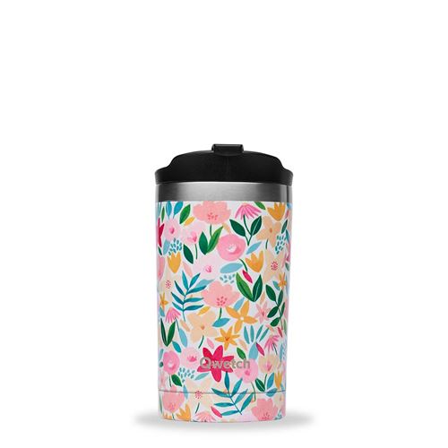 Qwetch 300 ml Flora reisbeker roze