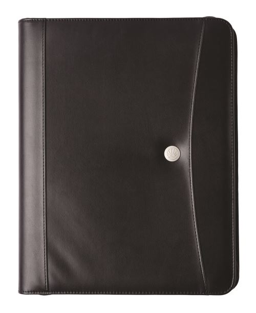 Classeur Conférencier Similicuir A4 - 48 Poches (96 Côtés), Logo Personnalisable (Marron)