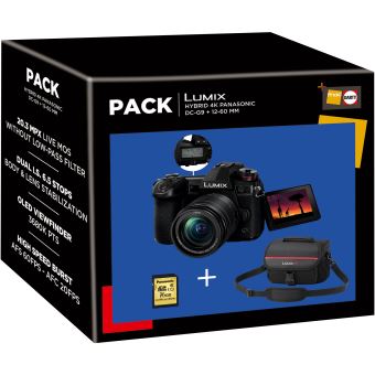 Fnac Pack Panasonic Lumix DC-G9 Hybride Behuizing Zwart + Panasonic 12-60mm f/3,5-5,6 Lens + Draagtas + SDHC-Kaart 16GB