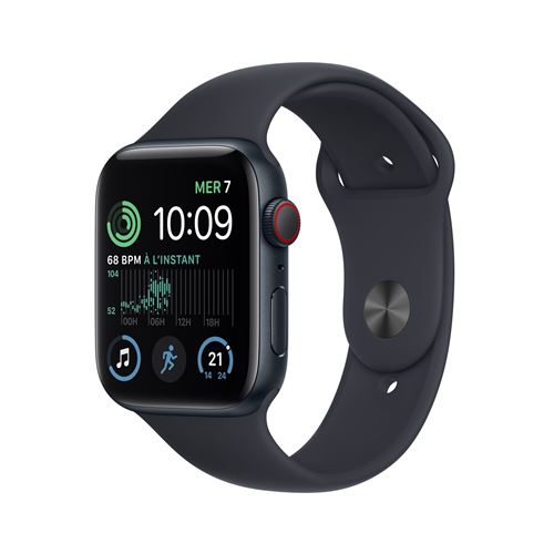 Apple Watch Se Gps + Cellular 2Ème Génération, Boîtier Aluminium Minuit 44Mm Avec Bracelet Sport Minuit