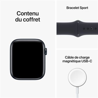 Apple Watch SE GPS + Cellular 2ème génération, boîtier Aluminium Minuit 44mm avec Bracelet Sport Minuit