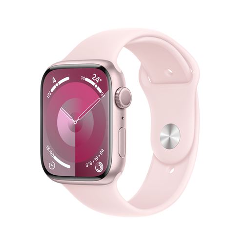 Apple Watch Series 9 GPS Boîtier en Aluminium Rose de 45 mm avec Bracelet Sport Rose Pâle M/L