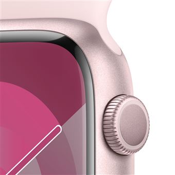 Apple Watch Series 9 GPS 45 mm Boîtier en aluminium Rose avec bracelet sport Rose clair M/L