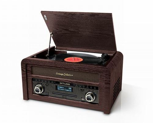 Micro-système CD Muse MT-115 Vintage Collection Bois avec Platine vinyle DAB+