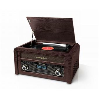 Micro-système CD Muse MT-115 Vintage Collection Bois avec Platine vinyle DAB+