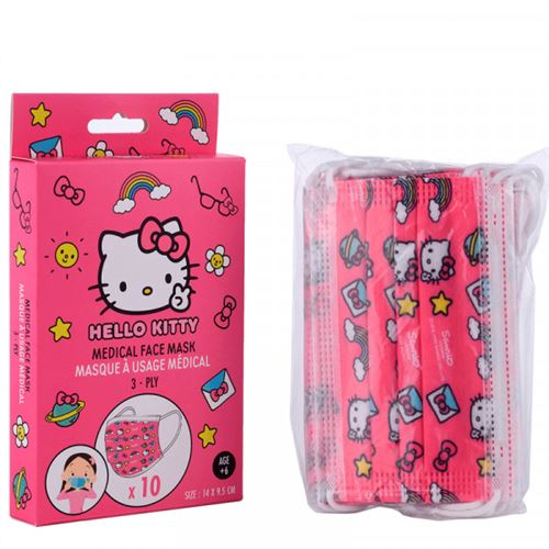 Pack De 10 Masques À Usage Médical Miniso 3 Plis Hello Kitty