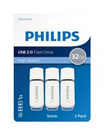 Lot de 3 clés USB Philips FM32FD70E/00 Edition Snow 2.0 32 Go Blanc et gris