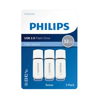 Lot de 3 clés USB Philips FM32FD70E/00 Edition Snow 2.0 32 Go Blanc et gris  - Clé USB - Achat & prix