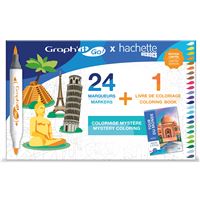 Coffret de 24 marqueurs acryliques et 1 livre de coloriage Graph'it Go x Hachette
