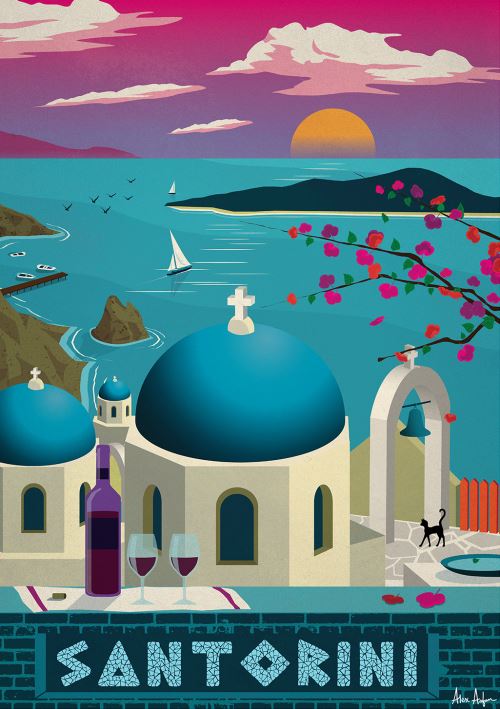 Affiche Sergeant Paper Santorini 30x42 cm Edition limitée signée