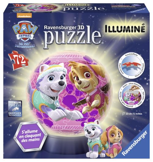 Puzzle 3D rond 72 pièces Pat'Patrouille illuminé Ravensburger