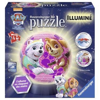 Puzzle 3D rond 72 pièces Pat'Patrouille illuminé Ravensburger - Puzzle ...