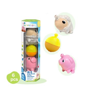 Jeu d'éveil Lalaboom Tube perles éducatives Mouton et cochon 6 pièces