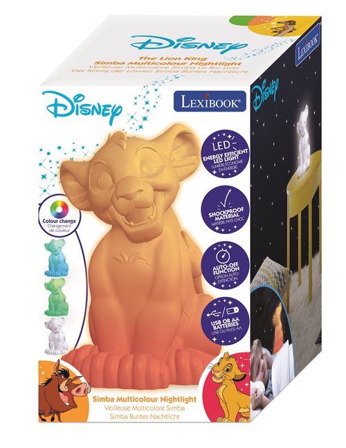 Jeu d'éveil Lexibook Veilleuse 3D diffusion lumière colorée Simba 20 cm