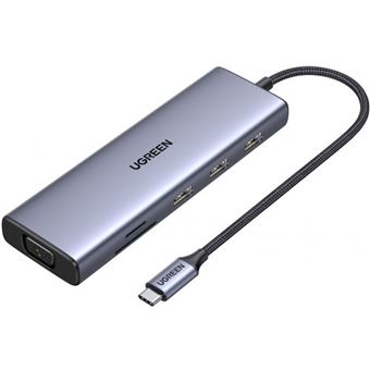 UGREEN Hub 9-in-1 HDMI A+VGA+RJ45+SD/TF+USBC Noir - 1