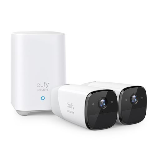 Pack de 2 caméras de surveillance Intérieur / extérieur EufyCam2 + base Full HD Blanc