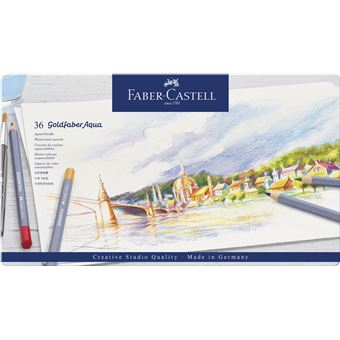 Boîte de 36 crayons de couleur aquarellables Faber Castell Goldfaber Aqua - 1