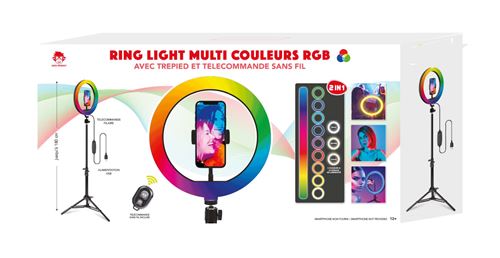 Appareil photo Geek Monkeys Ring Light multi couleurs RGB Trépied et télécommande