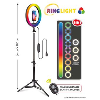 Appareil photo Geek Monkeys Ring Light multi couleurs RGB Trépied et télécommande