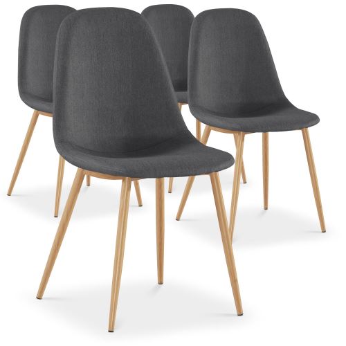 Lot de 4 chaises scandinaves Gao Tissu Gris