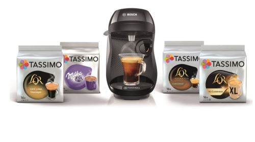 Machine à café Bosch Tassimo Happy avec 4 packs de T Discs offerts 1400 W Noir