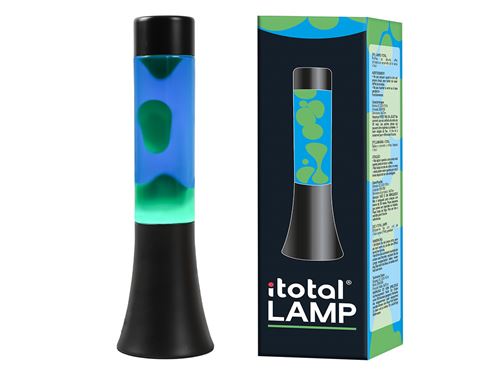 Lampe à poser Itotal Lave Base Noire Liquide Bleu et Vert 25 W 30 cm