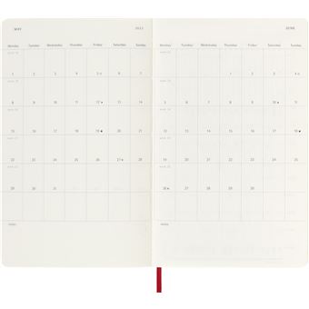 Agenda scolaire Moleskine 2022 2023 Journalier grand format Souple Rouge
