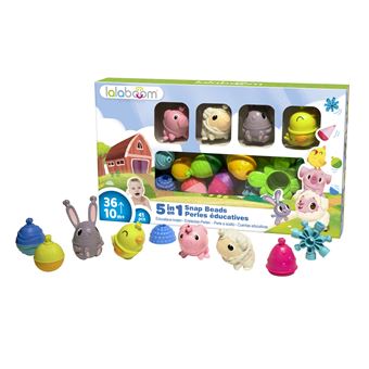 Jeu d'éveil Lalaboom Boite de perles éducatives 4 animaux 41 pièces