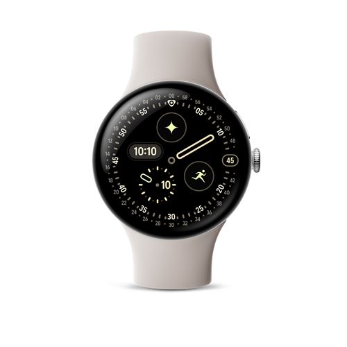 Montre Connectée Google Pixel Watch 4 45 Mm 4G Argent Poli avec Bracelet Sport Fluoroélastomère Porcelaine