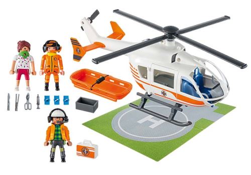 Lot playmobil secours (ambulance, hélicoptère et moto) - Playmobil
