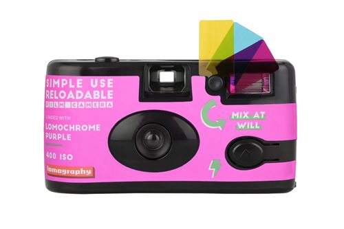 Appareil photo argentique jetable et rechargeable 24x36 Lomography Simple Use Reloadable Camera Lomochrome Purple - Réutilisable État correct - Lomography reconditionné disponible sur Fnac