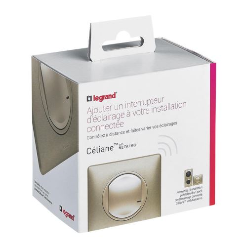 Interrupteur filaire connecté avec variateur Legrand Céliane with Netatmo Métal Titane avec plaque
