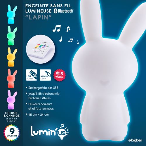 Enceinte Bluetooth Rabbit avec Oreilles Lumineuses