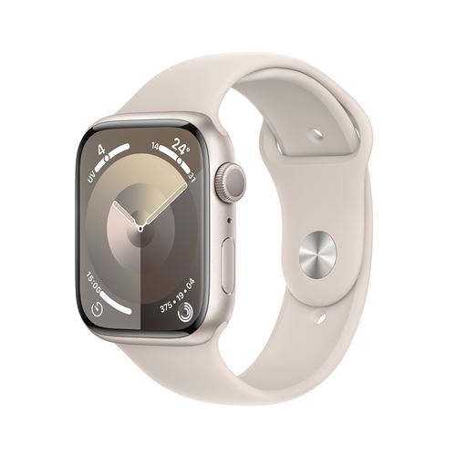 Apple Watch Series 9 GPS Boîtier en Aluminium Lumière Stellaire de 45 mm avec Bracelet Sport Lumière Stellaire M/L