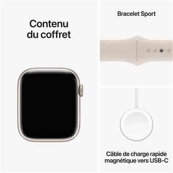 Apple Watch Series 9 (GPS) - 2e génération - 45 mm - montre intelligente avec bande sport - fluoroélastomère - taille du bracelet : M/L